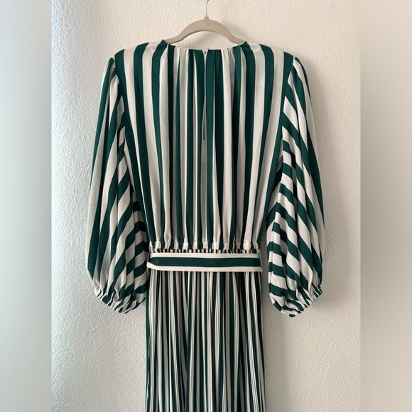 NWOT AYR The Who's She Green Regatta Stripe Pleated Midi Dress Size Xs - Picture 10 of 14